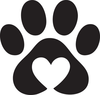 Dog paw print clip art design on plain white transparent isolated background for card, shirt, hoodie, sweatshirt, apparel, card, tag, mug, icon, poster or badge