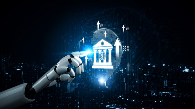 AI artificial intelligence powers digital banking with virtual assistants and fintech tools for seamless online finance, mobile banking, and real-time service optimization. Vouch