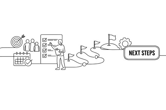 Business planning and strategy development with clear next steps and goal achievement