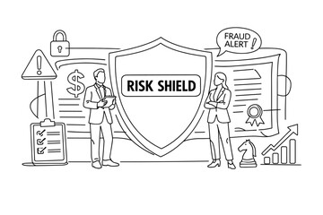 Fototapeta premium Business professionals strategizing to protect against financial risks and fraud alerts
