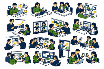 Fototapeta premium Diverse business team collaborating on projects using technology and digital tools