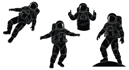 astronaut silhouettes in various poses silhouette high quality professional detailed modern elegant stylish clean crisp vibrant colorful digital creative innovative contemporary © Ashik