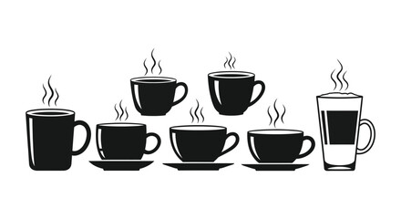 Obraz premium coffee cups with steam in silhouette style high quality professional detailed modern elegant stylish clean crisp vibrant colorful digital creative innovative