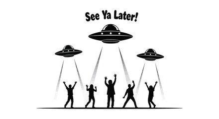 aliens being abducted by ufos silhouette high quality professional detailed modern elegant stylish clean crisp vibrant colorful digital creative innovative contemporary © Ashik