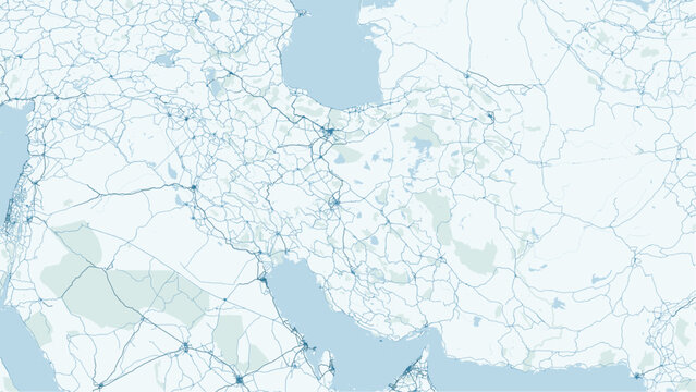 Modern minimalist vector map of Iran and neighboring countries. High-quality SVG illustration of Middle East borders, Persian Gulf coastline, and regional geographic layout.