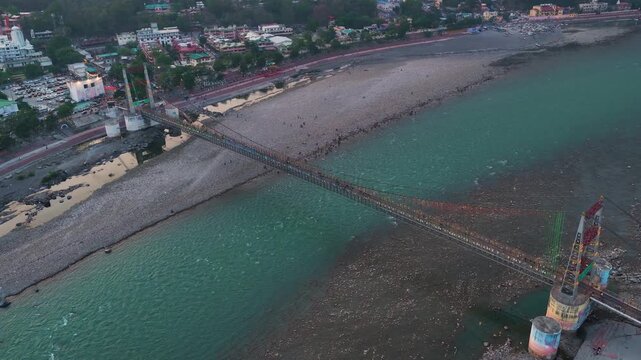 Aerial view of Janki Setu Bridge at Rishikesh, Uttarakhand
