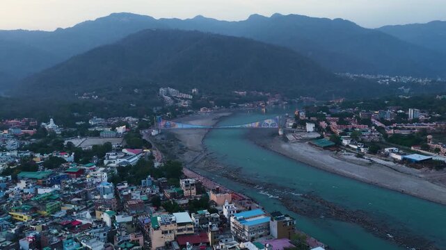 Light show at Janki Setu bridge at Rishikesh Captured with Drone 