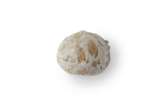 Traditional Russian Pryanik Cookie with Sugar Glaze Isolated on White Background