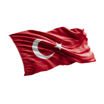 A vibrant, fluttering Turkish flag. Capture the essence of Turkish patriotism and cultural identity. PNG Transparent Background