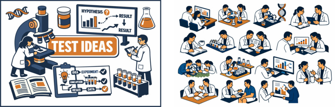 Scientists conducting research and experiments, illustrating scientific methods and discovery
