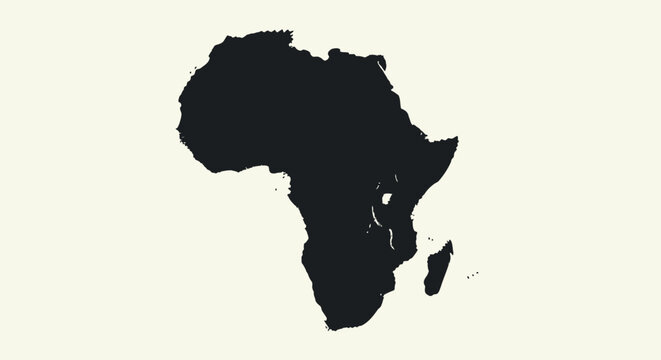 Black silhouette of the continent of Africa on a light background.