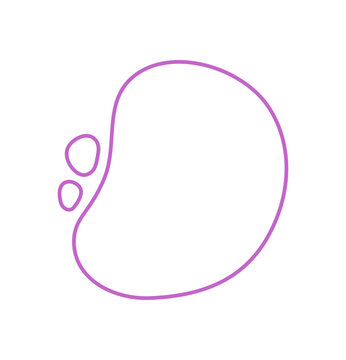 Minimal organic curvy outline shape with abstract fluid form creates an irregular purple blob set. Frame and line accent the soft outline, unified in a set for modern visual concepts.