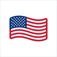 Fototapeta premium Minimalist flat icon of an American flag waving