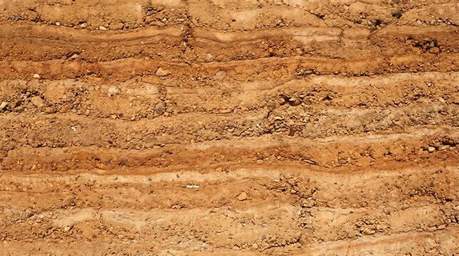 Rammed Earth Wall with Horizontal Stratified Layers in Sandy Ochre