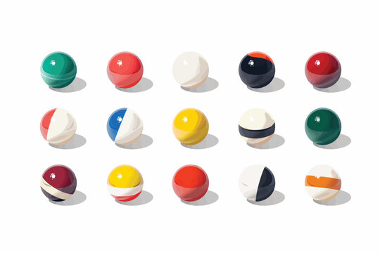 Billiard ball set isolated illustration