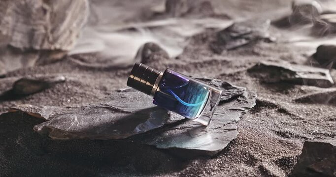Intense blue perfume in environment rocks and volcanic sand.