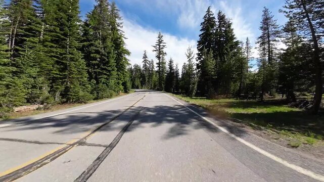Crater Lake National Park South Section Rim Drive Rim Village to San Notch 04 Front View Driving Plates Oregon USA Ultra Wide