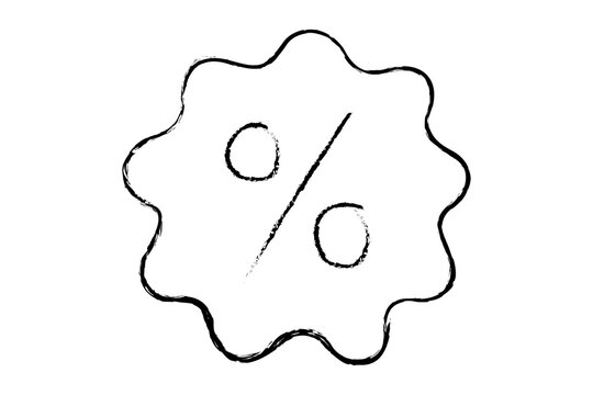 Chalk style hand drawn sale badge PNG, black discount sticker, percent off label. Doodle price tag icon. Ecommerce promo graphic for retail, ads, UI, marketing, social media. Isolated high-res PNG 