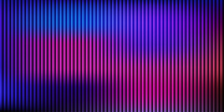 Abstract dark background featuring vibrant vertical neon lines with intense purple pink and blue color shift creating futuristic energy vibe for creative projects or digital media displays.