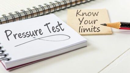 Obraz premium Pressure Test Note with Inspirational Message and Stationery Items