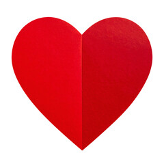 Obraz premium Vibrant red heart shape crafted from folded paper, featuring a distinct vertical crease down the center, symbolizing passionate love, deep romance, and valentine's day&nbsp;
