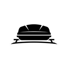 Fototapeta premium Sleek black silhouette icon of a car rooftop cargo carrier, essential for extended travel, road trips, and transporting extra luggage and gear securely on vehicles