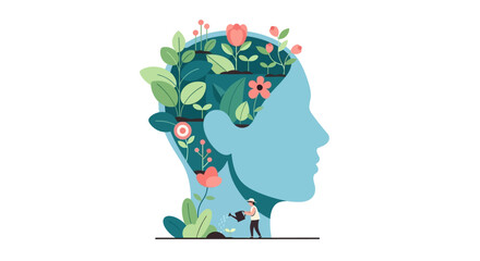 A person with a vibrant floral brain illustration stands outside © Fendi