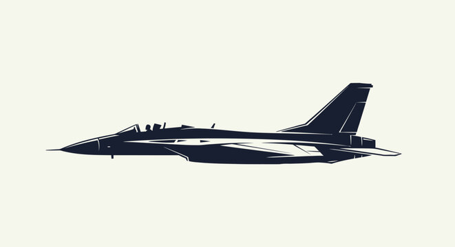Silhouette of a modern fighter jet aircraft.