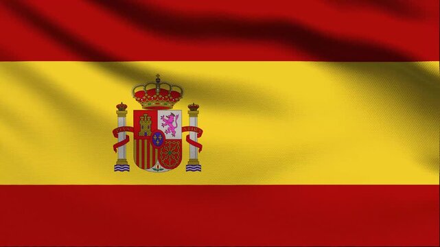 Full screen loop video of Spain flag waving.