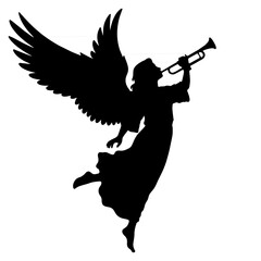 Silhouette of an Angel Blowing a Trumpet. © Erik