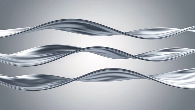 Abstract metallic waves on a gradient gray background
