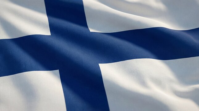 Waving Detailed Fabric Finland Flag Nation Identity Symbol