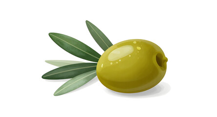 green olives branch, olive fruit with leaves, fresh organic olives, mediterranean food ingredient, healthy olive branch, natural green fruit, farm fresh olives, olive tree branch, white background oli © mrpixel
