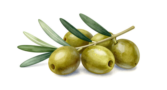green olives branch, olive fruit with leaves, fresh organic olives, mediterranean food ingredient, healthy olive branch, natural green fruit, farm fresh olives, olive tree branch, white background oli