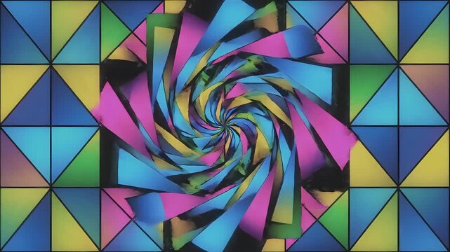 Abstract Colorful Swirling Geometric Pattern Animation.