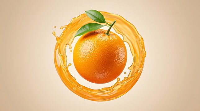 Jeruk Segar dengan Percikan Cairan Orange yang Menggugah Selera, Sempurna untuk Iklan Minuman dan Makanan