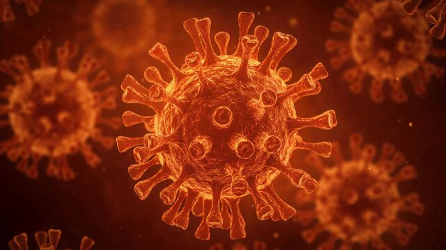 Microscopic Menace: An artistic depiction of the virus, a formidable enemy against the human body, visualized in striking detail.