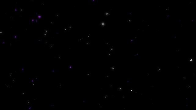 Abstract animation of glowing purple and white particles gently drifting like dust in slow motion