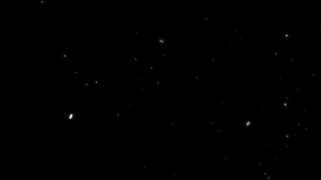 Abstract atmospheric white particles slowly floating and glittering on dark background creating subtle overlay
