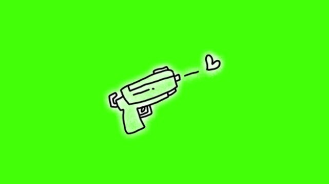 Gun love animation on green screen
