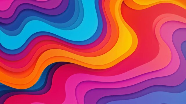 Vibrant Color Palette: An abstract composition of flowing, layered shapes in a spectrum of vivid colors creates a dynamic visual experience.