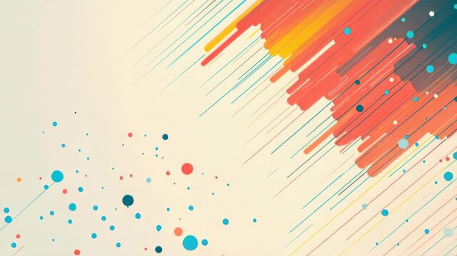 Abstract Colorful Background: A vibrant display of intersecting lines and scattered circles in a dynamic composition, offering a sense of motion and visual interest. 
