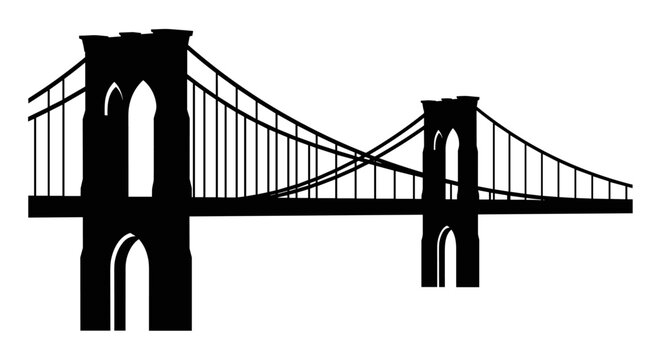 Black silhouette of Brooklyn Bridge.