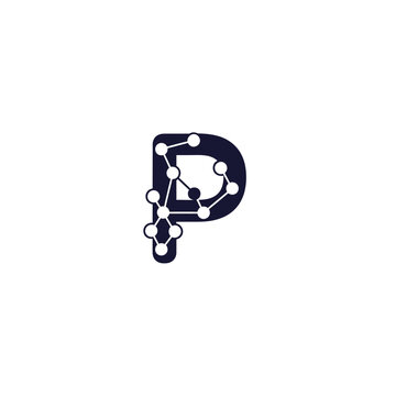 Molecular structure letter P logo.