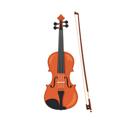 Fototapeta premium Elegant illustration of a classic violin with a bow on a white background.