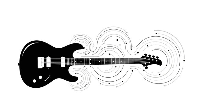 Black Electric Guitar Instrument Closeup.