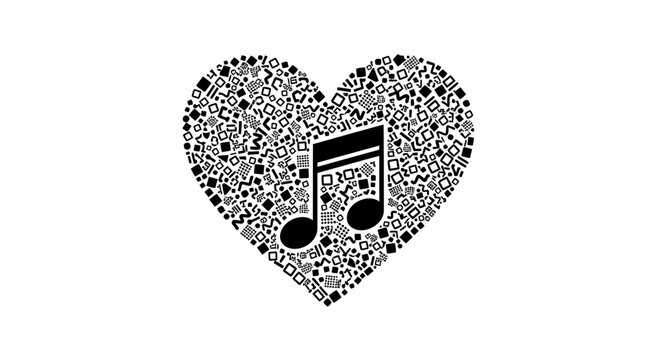 Heart Shaped Music Note Icon.