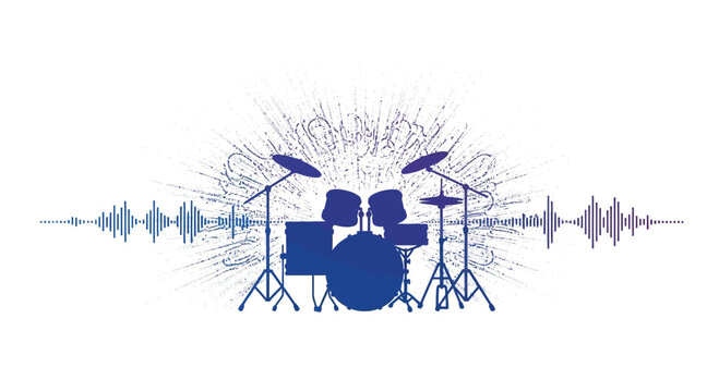 Drum set with cymbals and stands.