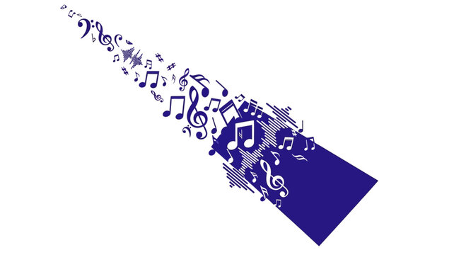Music Notes Emerging From Speaker.