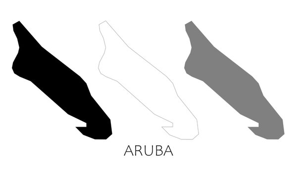 Aruba map in high quality (black, white, grey)